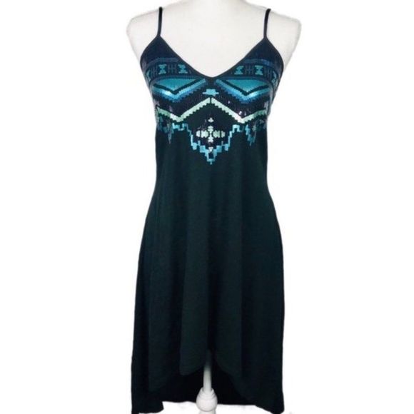 EXPRESS Hi-low Dress Aztec Design in Sequins SZ M - Picture 2 of 8